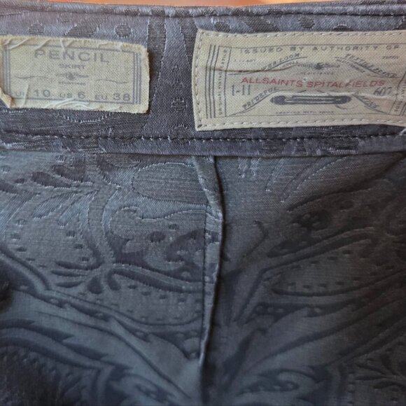 All Saints Grey Patterned Pencil Skirt - Picture 3 of 3